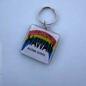 Hawaii Souvenir Keychain I Love Hawaii Aloha State Rainbow Acrylic Key Ring
